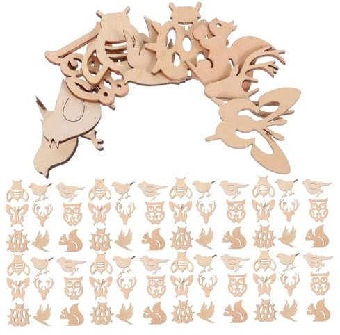 HAWILLOSCH 150 Pezzi Trucioli Di Legno Animale Piccoli Ornamenti Ornamento Da Appendere Festival Fette Di Animali Non Finite Creazione Di Gioielli Fai-da-te Arredamento Khaki