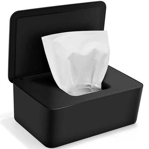 Feuchttücher Box, Box Feuchtes Toilettenpapier für Baby und Erwachsene, Box für Feuchttücher mit Deckel, Feuchtes Toilettenpapier Box Schwarz, Feuchtpapierbox für Draussen, Zuhause und Büro