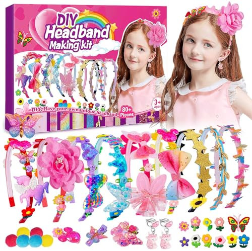 Kit de Fabrication de Bandeaux pour Filles, Accessoires de Cheveux DIY pour Filles, Créez Votre Propre Bandeau Tendance pour Fille, Jouets pour Filles de 4 à 10 Ans, Cadeaux pour Filles de 8 à 12 Ans