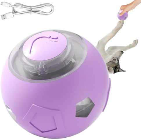 Pelota interactiva para Perros, Juguetes interactivos para Perros, Suministros silenciosos Recargables para Mascotas con Luces LED, Juegos para Cachorros para masticadores agresivos de Interior