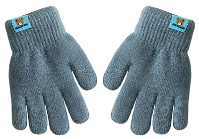 Gants d'Hiver Tricotés pour Filles et Garçons Enfants de 3 à 6 Ans Gants Magiques Doublure Polaire Thermique Gant Chauds Doigts Complets pour Enfants Gant Extensibles Mitaines Epais Moufles Coupe-Vent