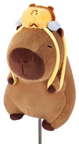RLOMUTE, copritesta per mazze da golf in stile animale - Morbide, antipolvere e portatili per driver/fairway/ibrida (1.F.H), divertente regalo per uomini, donne e bambini golfisti - Capybara con ape