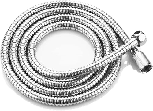 ALLBASA Tuyau de Douche, Flexible Douchette,Tuyau de Douche 2m en acier inoxydable, Flexible de Douche Universel,raccord fileté universel(G1/2 pouces)(2m)