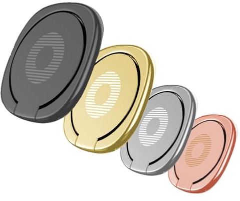 4 Pezzi Anello Cellulare con Anello in Metallo, Anello per Cellulare Dito 3mm Ultra Sottile, Anello Supporto Ring Cellulare, Ring Stand Holder per tutti i Smartphone