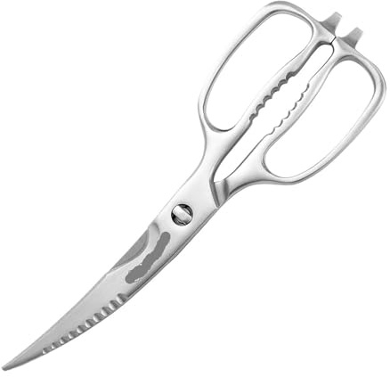 Stainless Steel Kitchen Scissors Dishwasher Safe Heavy Duty Curved Blades Shears Cutting Tools