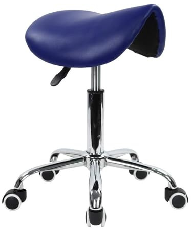 LQVAIPT Sgabello da sella con rotelle Sgabello con rotelle girevole regolabile in pelle PU con ruote Sedia da salone for tatuaggi, salone, bellezza, spa(Blue)