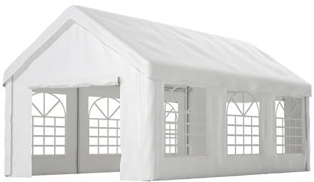 Carport tältgarage 3 x 6 m med dubbla rullgrindar – vintersäker och vattentät, stabil stålkonstruktion för bil, motorcykel, cykel – dubbelsidig genomfart, som lagertält och utrustningsskjul