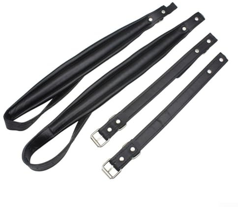 Cinghie per fisarmonica, regolabili in morbida pelle, per fisarmoniche da 16 a 120 bassi (nero)