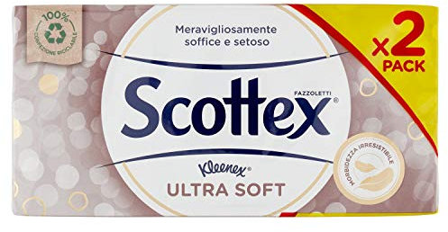 Scottex Ultra Soft Taschentücher, 2 Kasten, 160 White Taschentücher, 2-lagig, Karton, Unparfümiert