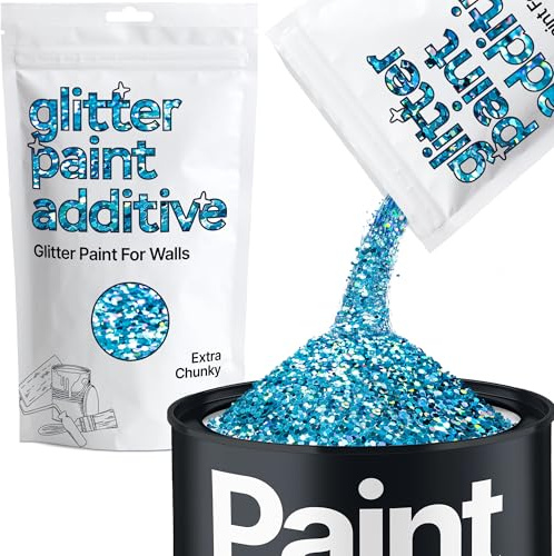 Hemway Ocean Blue Holographic Glitter Paint Additive Extra Chunky 100g | for Paints & Varnish | Paint Walls Sparkly Add to Emulsion, Acrylic or Lacquer Indoor
