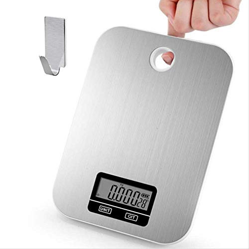 Balance de cuisine numérique, 5 kg / 1 g, murale, avec fonction de décollement du rétroéclairage LCD, cuisine maison, basculer entre G, Ib, Oz, Fi.Oz, Kg et Ml, facile à nettoyer