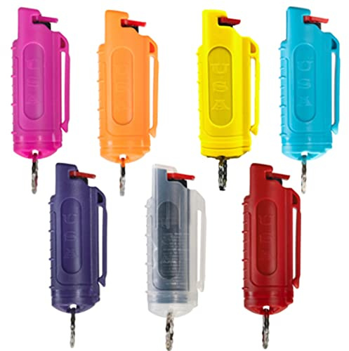 Police Magnum Pepper Spray Keychain Bulk Set- Tactical Self Defense Maximum Strength OC- Safety Key Chains for Women & Men - Made in The USA-7 Pack Rainbow INJ