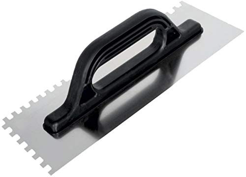 Toolty Professional Stainless Steel Square Notched Trowel, Tiling Trowel, Plastering Trowel -480mm, 12x12mm - for Adhesive mortars - Plastic Handle, Tile, Tiling, Adhesive, DIY - TLTY-6612