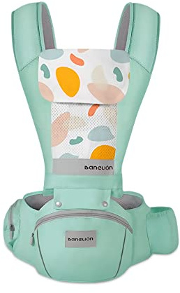 SONARIN Mochila Portabebés Ergonómico con Asiento de Cadera,3D Air Mesh Portabebés Transpirable Multifunción para Recién Nacidos y Niños Pequeños 0-36 Meses,Todas las Posiciones(Verde)