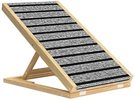 vijian Verstellbare Haustierrampe, zusammenklappbare tragbare Hunde- und Katzenrampe aus Holz, Kratzfeste und Abriebfeste Teppichoberfläche, für kleine, mittlere und ältere Haustiere