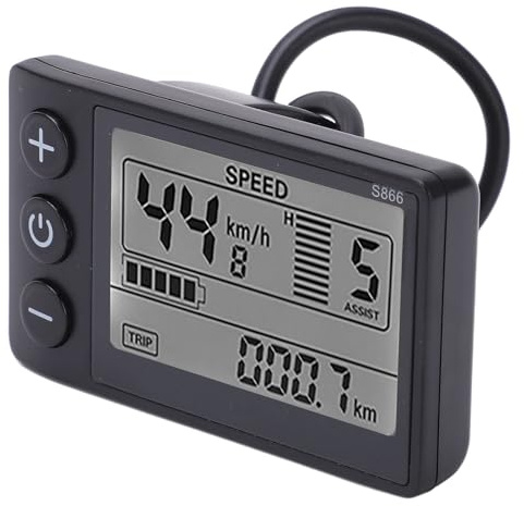 Display LCD S866, Bici Elettrica Impermeabile per Computer da Bicicletta Display S866 Pannello di Controllo 24V 36V 48V con Cavo di Collegamento con Connettore Impermeabile