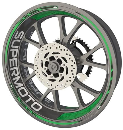 KTM SuperMoto EXC Premium Qualität Felgenrandaufkleber Felgenrandaufkleber Felgenband Felgenband Sticker Set (2 Felgen) (Grün)