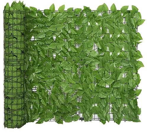 Homgoday Balcony Privacy Screen with Green Leaves, Balcony Cladding, Balcony Canving, Privacy Screen, for Balcony, Patio, Fence, 600 x 100 cm