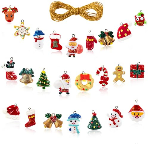 Heveer Miniatyr Julberlocker Julhänge Juldekorationer Harts Juldekorationer Julgransprydnader 24 stycken
