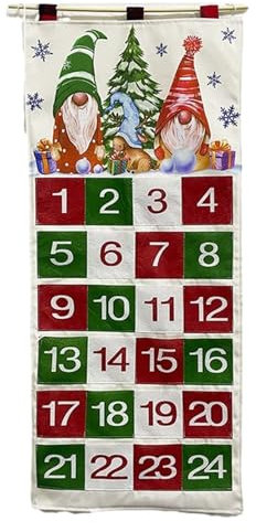 Uozonit adventskalender för fyllning julkalender fyllbar, 24 fickor tyg julkalender att hänga upp julpynt adventskalender 2023 för barn pojkar flickor