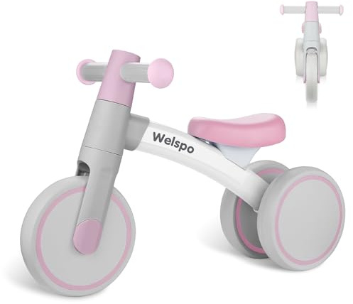welspo Bicicleta de Equilibrio, Bicicleta Segura para Niños a Partir de 1 año, Bicicleta Bonita Resistente para Niños, Cómoda y Ligera para niños niñas como Regalo y Juguete-Rosa