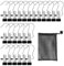 Littlegaofeithing - Gancho de Ropa portátil, 24 Unidades, Perchas con Bolsa de Almacenamiento, para Pantalones Zapatos Toalla, Plata/Negro