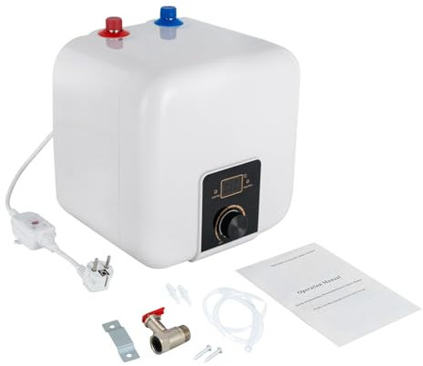 Mini chauffe-eau instantané - 8 l - Chauffe-eau sous table - 220 V - 1500 W - Avec écran LED et régulateur de température - Peut être monté sur le mur ou