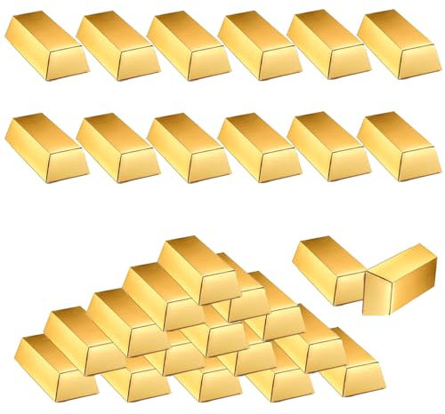 Gativs Goldbarren SüßIgkeiten Boxen 30 Stück GefäLschte Goldbarren Goldene Geschenkbox Goldbarren Gefälscht Goldbarren Süßigkeiten Boxen Schatz Goldbarren Boxen Goldbarren Geschenkbox für Partys