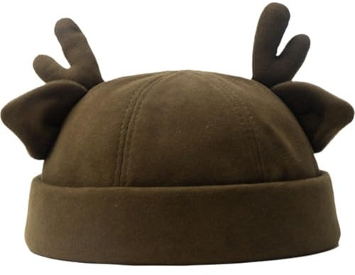 Haowul Vermieter-mütze, Süßes Geweih, Melonenhut, Modische Straße, Herren-Docker-mütze, Hip-hop-mütze, Verstellbar, Randlos, Gerollte Manschette, Penny-Kappe