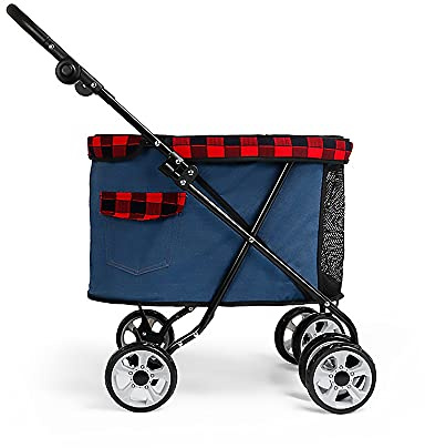 Små hundar Kundvagn Bärbar Hund Kattvagn Hopfällbar husdjur Resor Utomhusvagn Bärande Viktbärande 13 kg (Mörkblå) (Mörkblå)