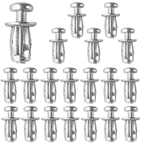 20 tacos para cavidad, M4 x 20 tacos de metal para cavidades huecas, tacos para cartón yeso, tacos de fijación de chapa, para paredes cuevas de hierro y metal