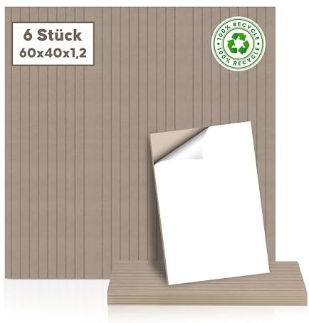 BERLIG - Akustikpaneele Filz | Wand | 3D | selbstklebend | 60x40cm | 6 Stück | 12mm Dicke | Schallabsorber | Schallschutz | 100% recycelter Polyester Filz | 3 Farben | Premiumqualität (beige)