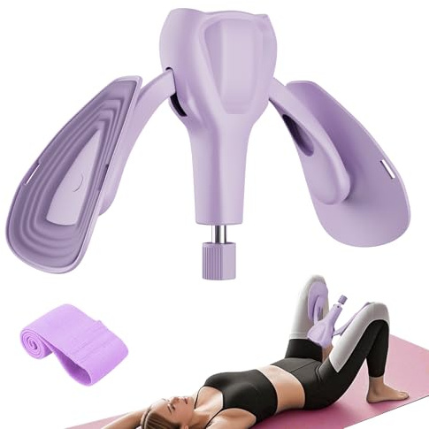 Dispositivo de Ejercicio del Suelo Pélvico, Entrenador Ajustable de Kegel de 77 LB para Pierna Interior y Cadera, Equipamiento de Entrenamiento en Casa para Hombres y Mujeres, con Banda, Color Morado