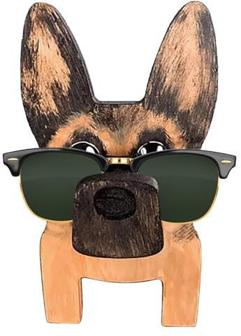 Support de lunettes de bureau – Support à lunettes en bois | Support à lunettes amusant pour chiot et chien, joli présentoir pour bureau, table de chevet et coiffeuse – Cadeau de Noël pour les