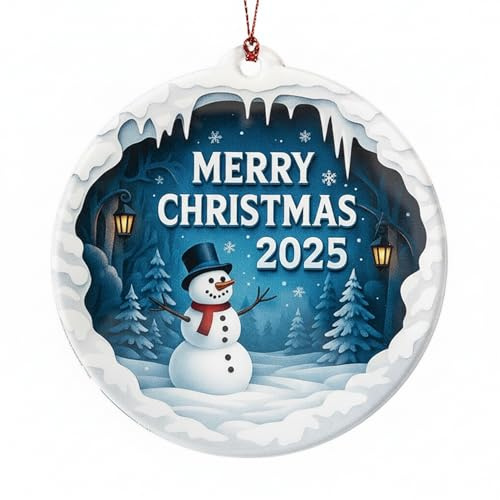 Snowman Ornaments for Christmas Tree, Christmas Ornaments 2026, Merry Christmas 2026 Decoration, Cute Snowman Christmas Ornament for Holiday Tree, Winter Wonderland Decor Gift for Family and Friends