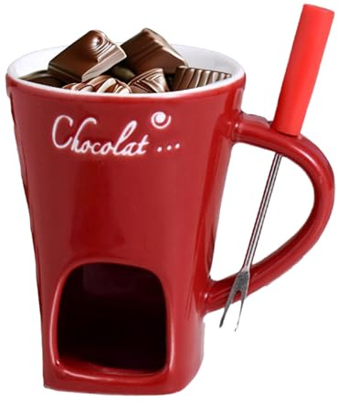 Dqsgiqe Cioccolato fonduta | Tazza di fonduta di cioccolato in ceramica con forchette | Tazza di fonduta di cioccolato multiuso per formaggio, cioccolato, burro e caramello