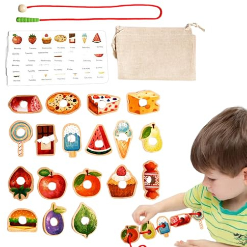 Beads and String, Threading Toys, Activities Stringing Game, Sorting Educational Preschool Learning for Kids, Girls, Boys, Ages 3+, Development Play
