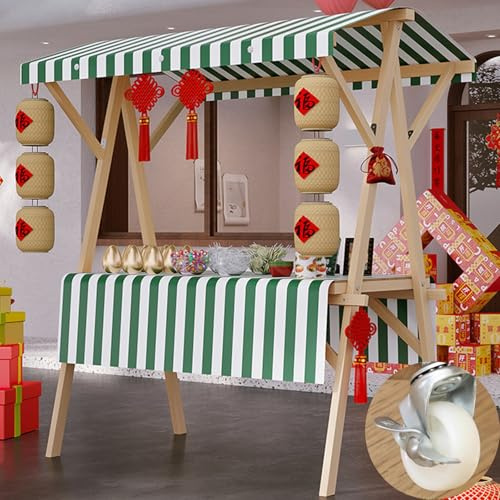 Soporte móvil de mercado con 4 ruedas, carrito plegable multifuncional para flores, pan y bebidas, carrito de alimentos portátil para uso en la calle