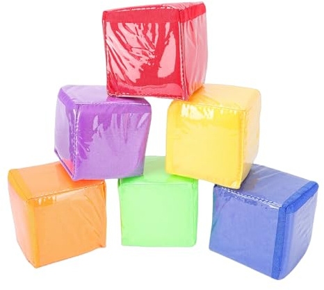Omquot Set di dadi educativi in schiuma, cubi di apprendimento morbidi per giochi familiari interattivi, 6 dadi didattici in classe per matematica e abilità linguistiche
