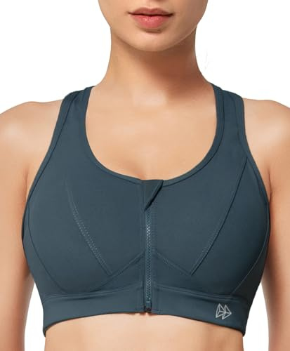 Yvette Soutien-Gorge de Sport Zippée Devant Dos Nageur avec Coussinets Soutien Élevé sous-vêtements de Sport Femme