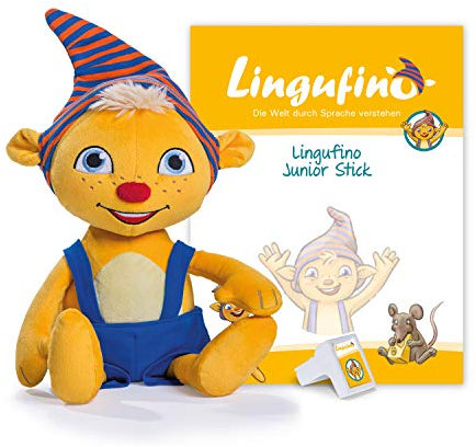DIALOG TOYS Lingufino Junior Starter Set mit Plüschfigur, Lernspielzeug mit Spracherkennung ohne Internet, geeignet zur Sprachförderung, erweiterbar, für Kinder ab 3 Jahren, ca. 38 cm