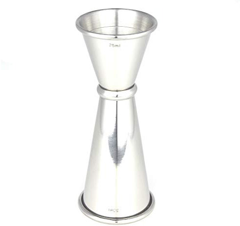 Jigger - Dosatore per cocktail e alcol 25/50 ml, professionale, in acciaio inossidabile, colore: argento (4 colori disponibili)
