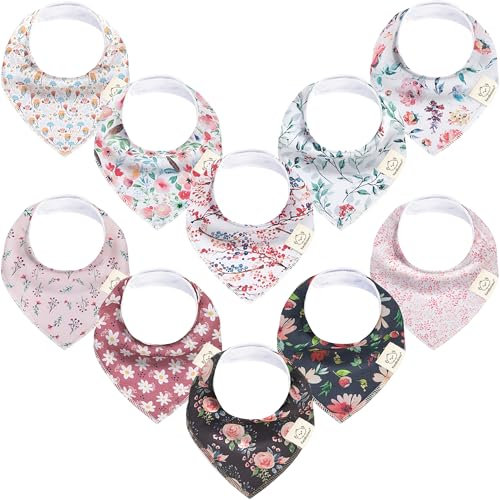 KeaBabies Baby Bandana Sabber-Lätzchen für Mädchen - Super saugfähiges Bandana-Lätzchen aus Bio-Baumwolle - Baby Sabber-Lätzchen - Lätzchen fürs Zahnen (Tea Party)