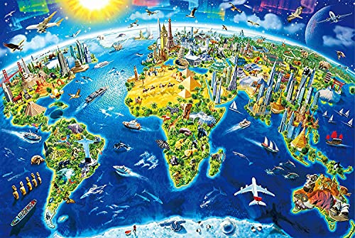Jigsaw Puzzles for Adults 1000 Pieces, Upgraded Version 27.56 x 19.7 Inch World Landmarks Educational Games Brain Challenge Puzzles for Adult Teens