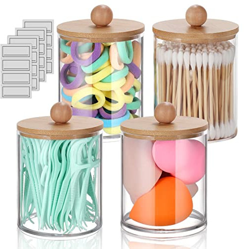 WACAR 4 Stück Wattepadspender Set, Acryl Wattepads Aufbewahrung Wattestäbchen Behälter Spender Wattestäbchen Behälter Pad Halter Bad Accessoire für Badezimmer, Aufbewahrung, Organizer