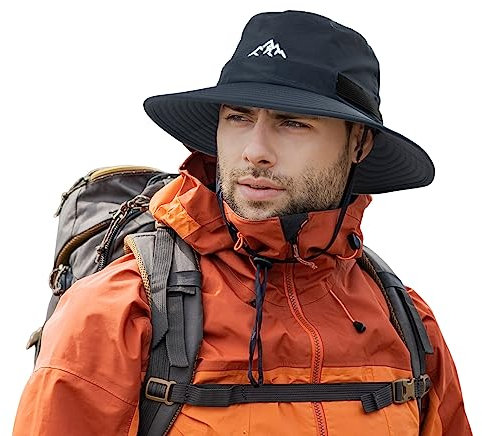 Comhats Wasserdichter Bucket Hat für kleine Köpfe, Outdoor-Hut zum Wandern, Golfen, Safari, Angeln, Wandern - Regenhüte - UPF 50+ Sonnenhut verstellbar, faltbar, Winddicht M Marineblau