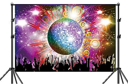 Tiardey 70er-Jahre-Party-Banner, Dekoration, Disco-Hintergrund, Banner, Disco-Party-Dekorationen, Vintage, leuchtender Geburtstag, Fotografie-Hintergrund (180 x 110 cm)