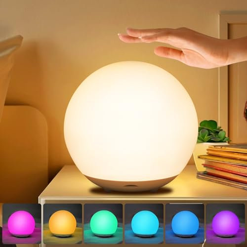 Nachttischlampe Touch Dimmbar mit,Nachtlicht Kinder,LED Nachttischlampe Touch Dimmbar,USB Aufladbar,RGB Farbwechsel Mode & Timing,1-Stunden-Timer fur Schlafzimmer/Wohnzimmer/Kinder/Erwachsene