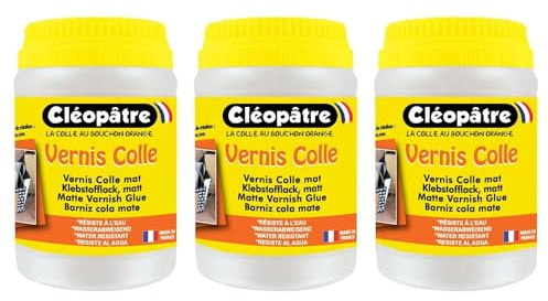 CLÉOPÂTRE Lot de 3 Vernis Colle Mat en 250 gr