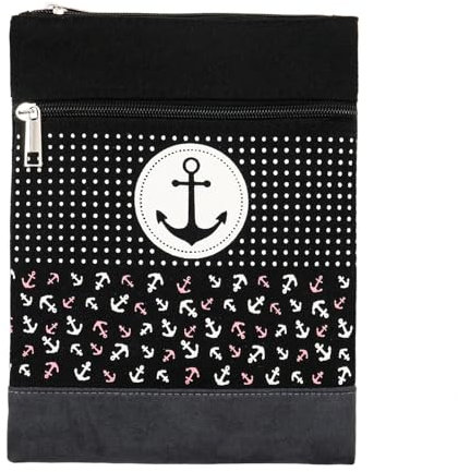 Leoberg Crossbag Tasche in verschiedenen Farben und Designs - Schultertasche aus Baumwolle in 302128-Schwarz-19